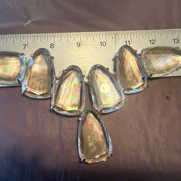 Kendra Scott Rose Gold-Tone Harlow Iridescent Amber Statement Necklace Dustbag - Picture 6 of 11